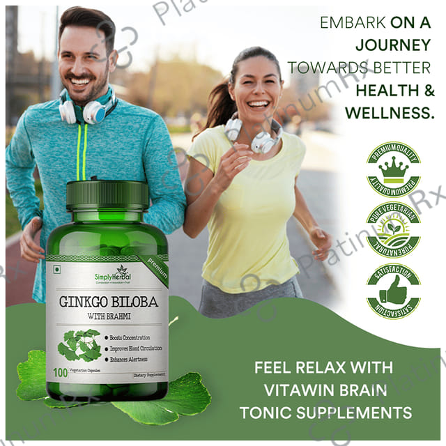 Simply Herbal Ginko Biloba with Brahmi Vegetarian Capsule 100s