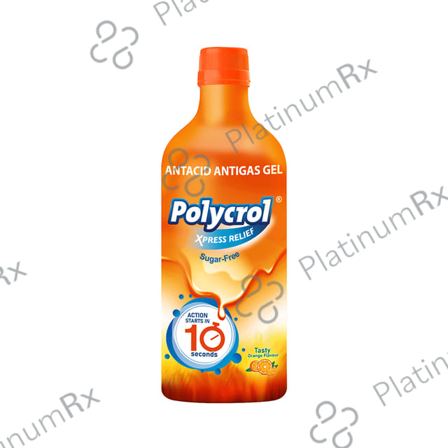 Polycrol Antacid Gel Tasty Orange Xpress Relief Sugar Free 450ml