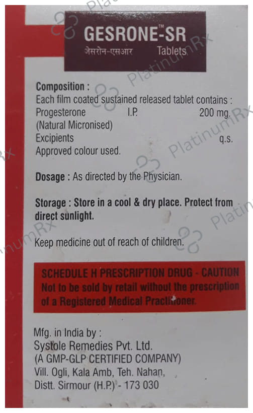 Gesrone SR 200mg Tablet 10