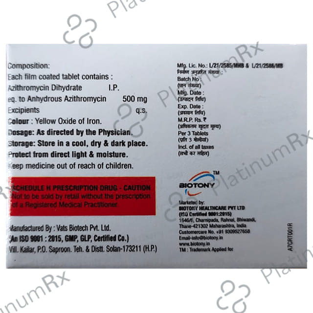 Azitrony 500 Tablet