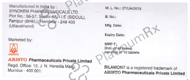 Bilamont 20/10mg Tablet 10s