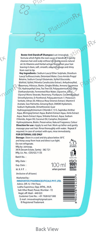 Bester Anti Dandruff Shampoo (100ml Each) 1 Bottle