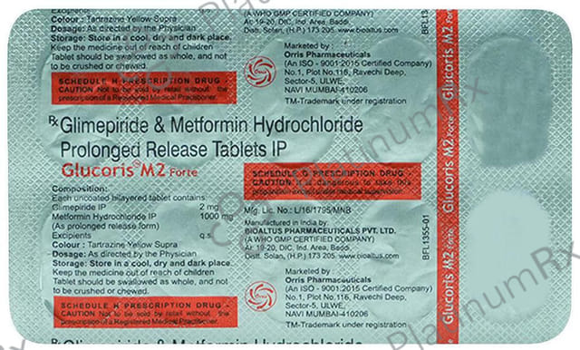 Glucoris M 2/1000mg Forte Tablet PR 10s