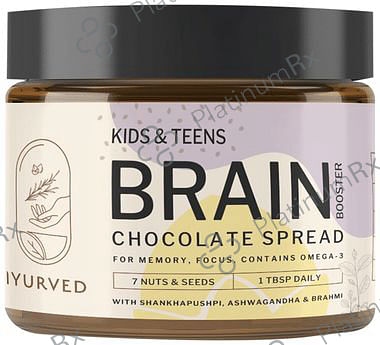 Iyurved Kids & Teens Brain Booster Chocolate Spread - With Brahmi, Omega 3 & Ashwagandha for Memory & Focus 340 Butter