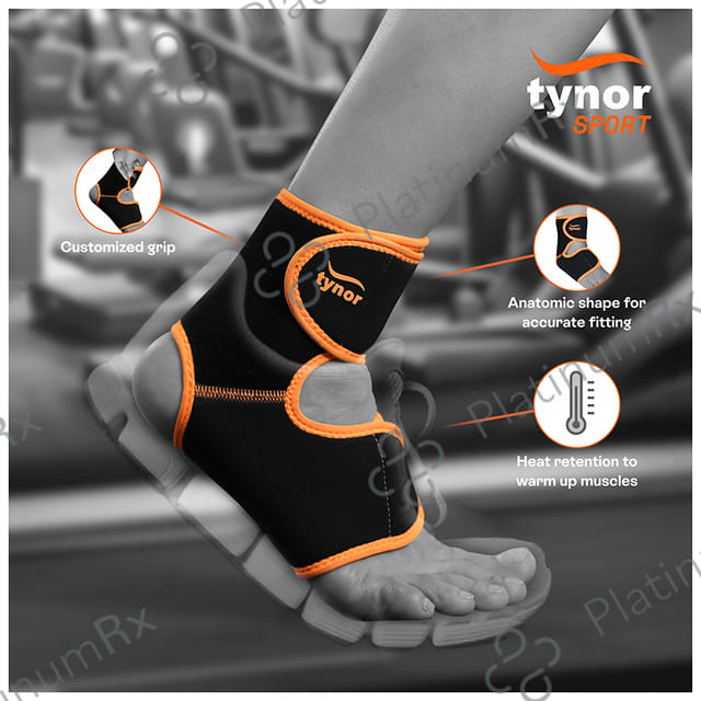 Tynor Ankle Support (Neo) Universal Orange & Black