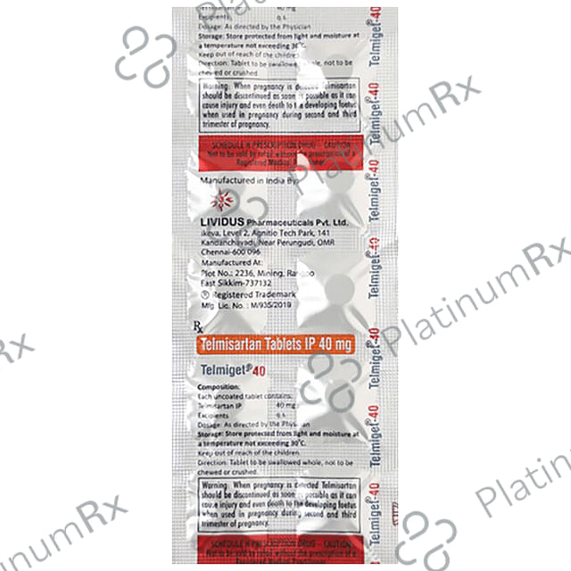 Telmiget 40mg Tablet 10s
