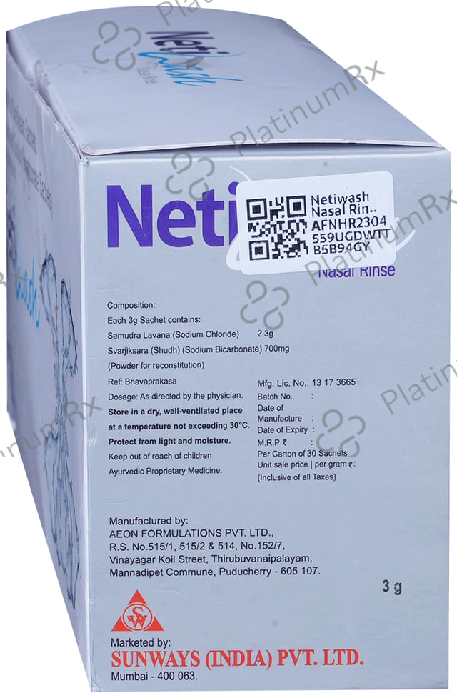 Netiwash Nasal Rinse 700/2300mg Sachet 30s