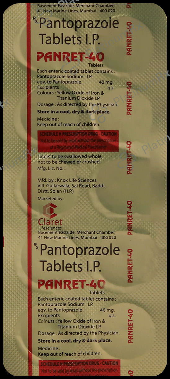 Panret 40mg Tablet 10 Tablet Claret Life Sciences
