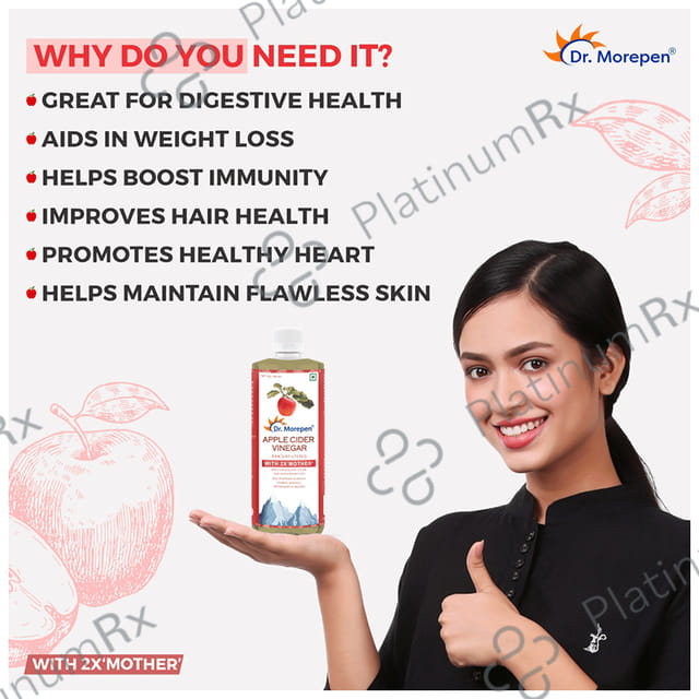 Dr. Morepen Apple Cider Vinegar ACV with 2X 'Mother' - For Weight Management & Digestion