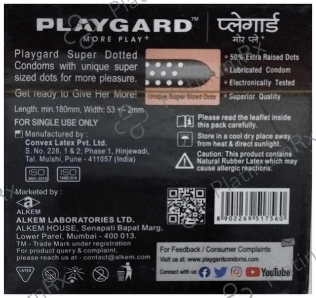 Playgard More Play+ Super Strawberry Dotted Condoms 3s