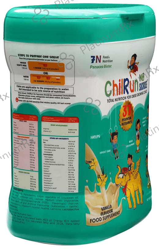 Chilrun No Sucrose 2+ Health and Nutrition Drink For Children’s Growth and Development Vanilla 400 gm