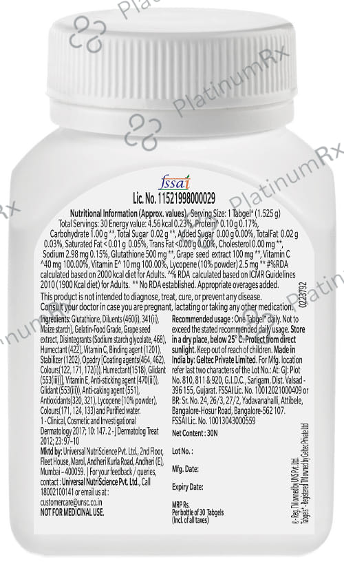 Radiance Tabgels for Spotless & Youthful Skin 30 Tablet