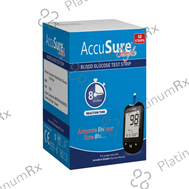 AccuSure Simple Blood Glucose Test Strip (Only Strip) 50 Test