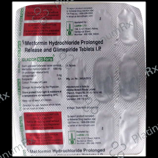 Glador M3 Forte 3//1000mg Tablet PR 10s