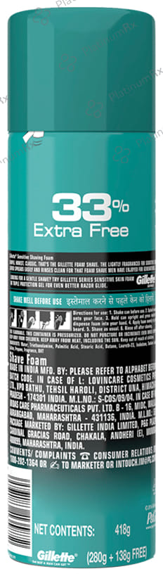 Gillette Sensitive Foam 33% Extra Free