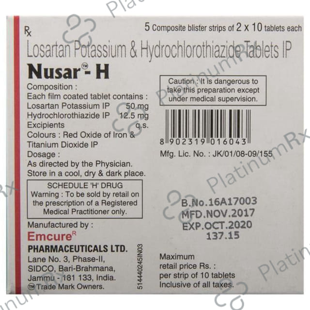 Nusar H 12.5/50mg Tablet 10s