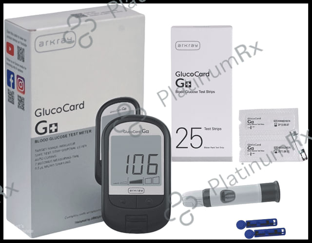 Arkray Glucocard G+ Advance Glucometer with Free 25 Test Strips + 25 Trustlet Lancets + 1 Lancing Device