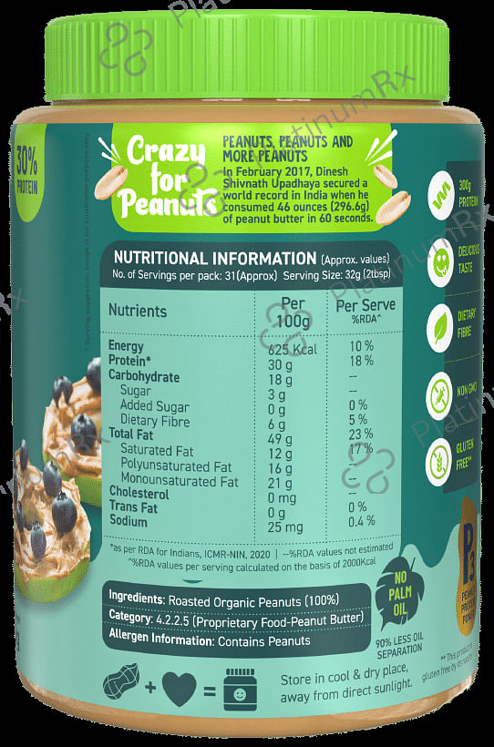 Alpino Organic Smooth Peanut Butter 1 kg