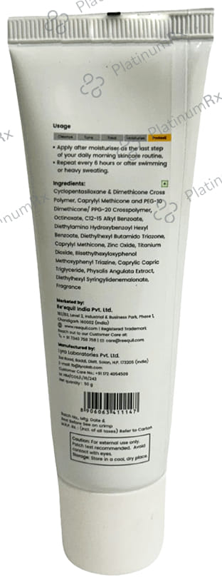 Re'equil Ultra Matte Dry Touch Sunscreen Gel SPF 50 PA++++ Gel 50gm