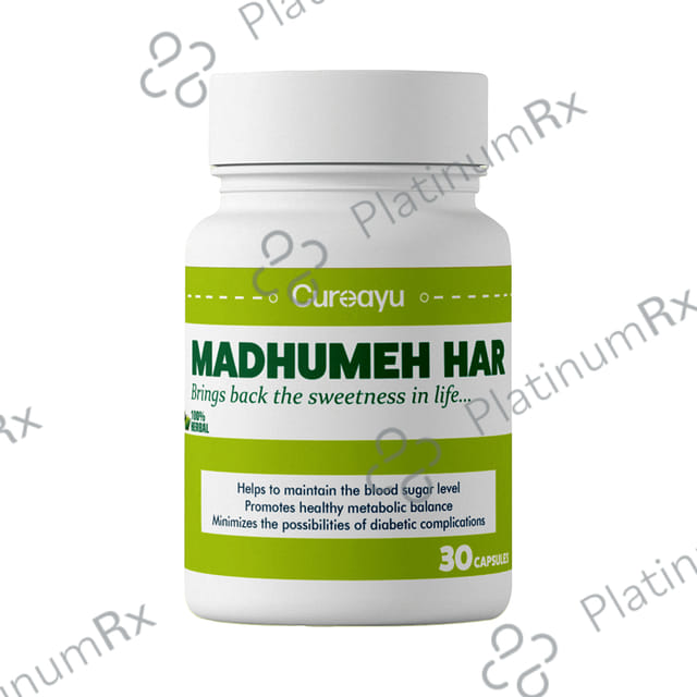 Cureayu Madhumeh Har Ayurvedic Capsule - Enriched with Karela, Guggul & Ashwagandha - Control Blood Sugar -100 % Herbal