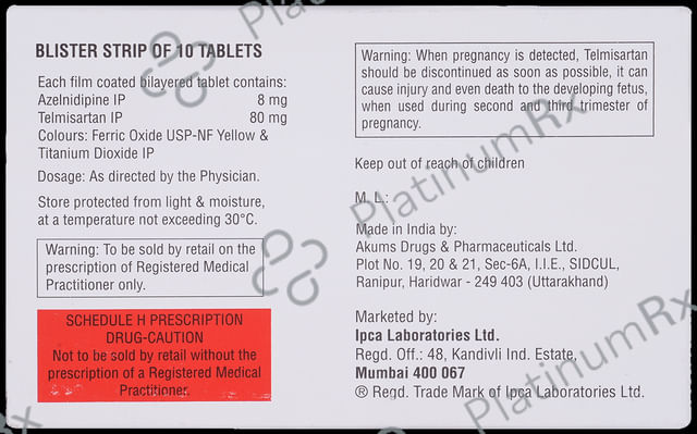 Zeblong T 80/8mg Tablet 10s