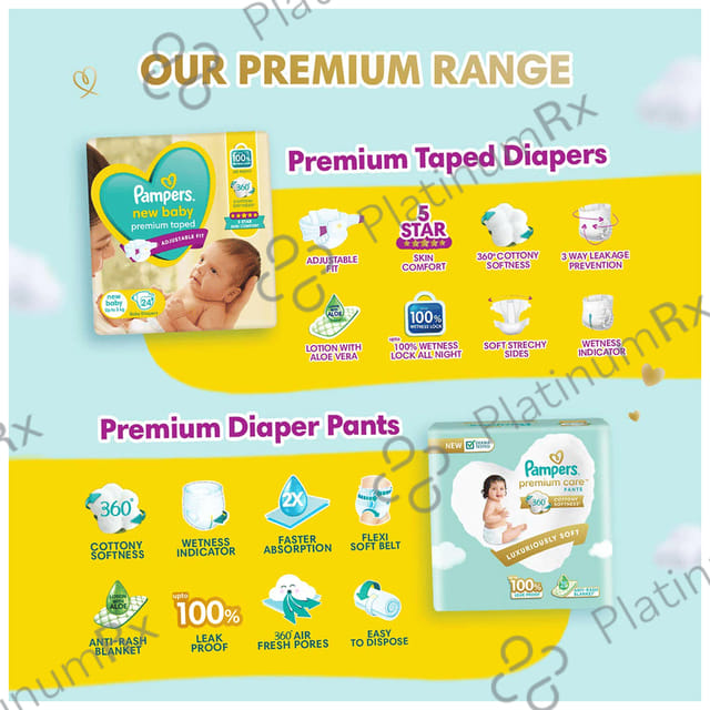 Pampers Taped New Baby Diaper NB 72s
