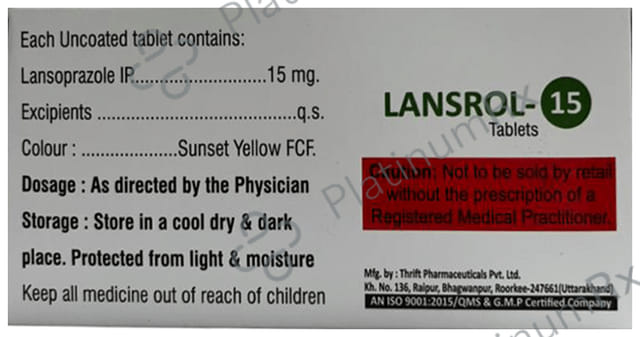 Lansrol 15mg Pineapple Flavour Tablet DT 15s