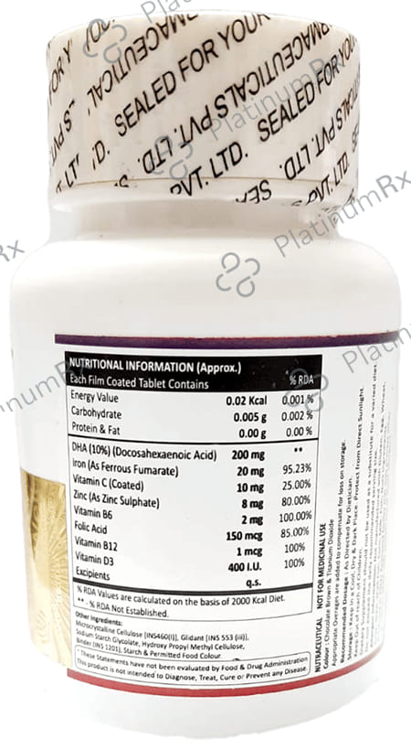 Zeowell 60000IU Women Iron Folic acid DHA Vitamin D3 Prenatal Postnatal Tablet 60s