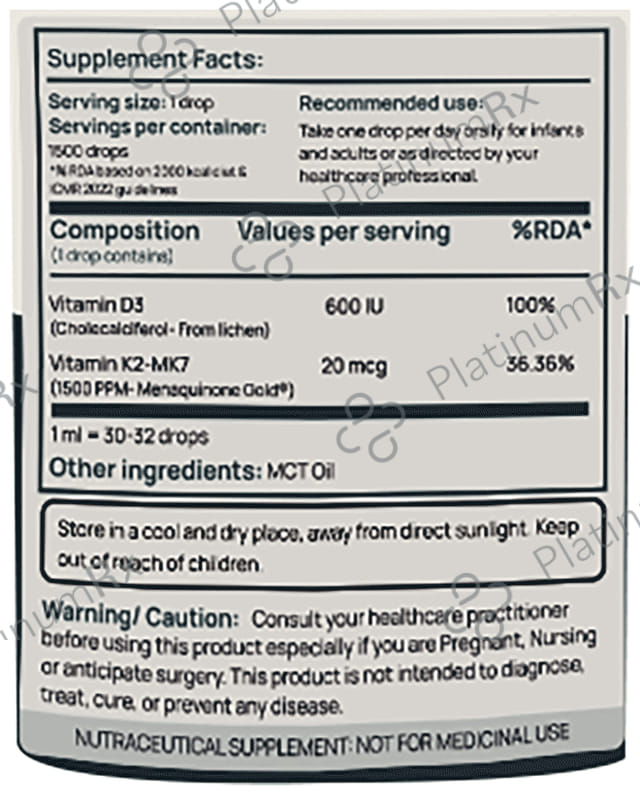 iThrive Essentials Vitamin D3+K2 Liquid Oral Drops