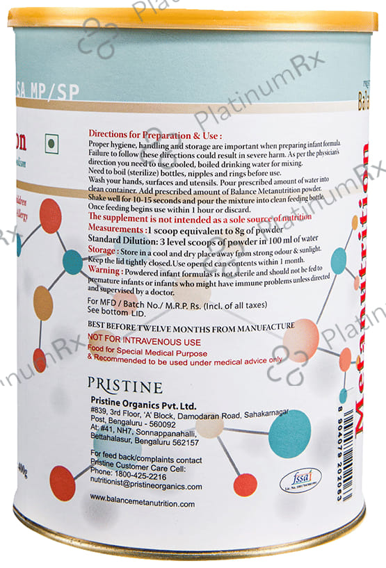 Pristine Balance Metanutrition SA MP/SP (Upto 3 Years) Powder Chocolate