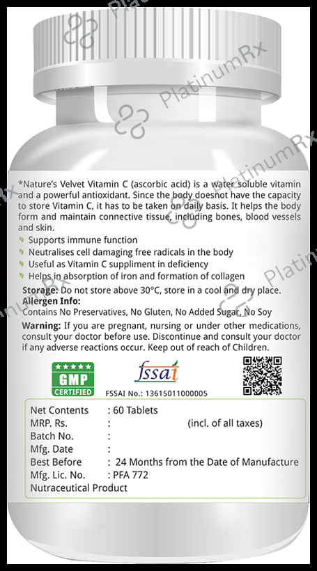 Nature's Velvet Vitamin C 1000mg Tablet
