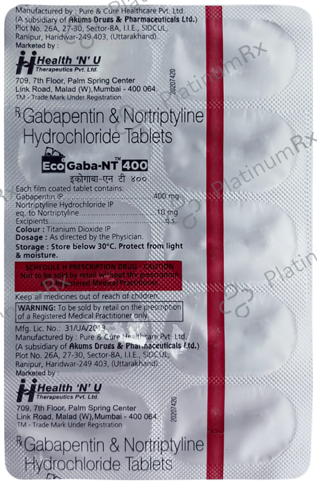 Ecogaba NT 400mg/10mg Tablet