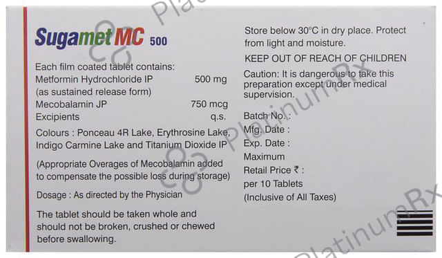 Sugamet MC 500mg Tablet SR 10s