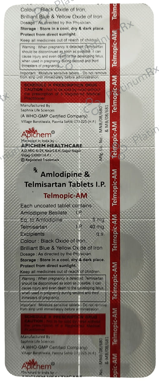 Telmopic AM 40mg/5mg Tablet