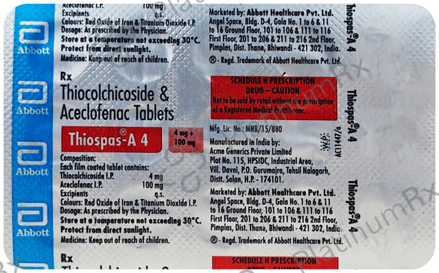 Thiospas A 100/4mg Tablet 15s