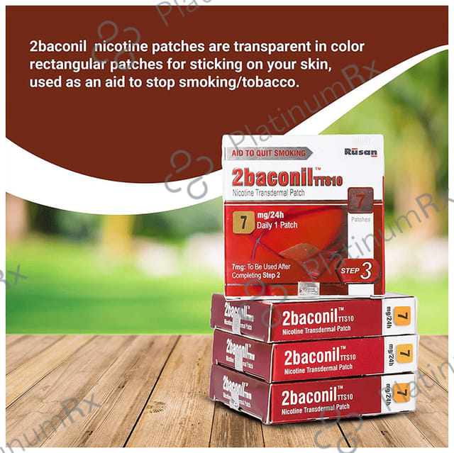 2baconil TTS10 7mg Step 3 Nicotine Transdermal Patch 7s