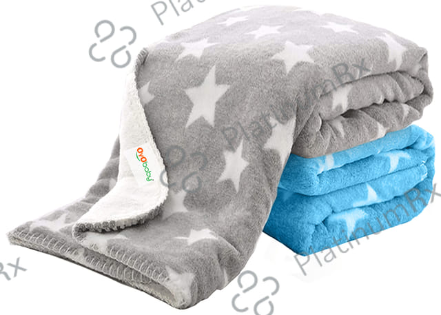 Oyo Baby All Season Ultrasoft Single Baby Blanket Star lite Blue & Star Grey