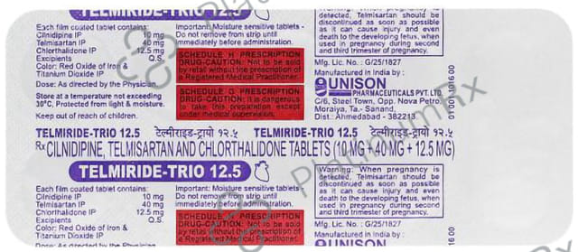 Telmiride Trio 40mg/10mg/12.5mg Tablet