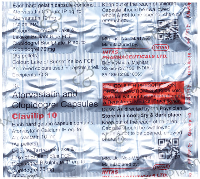 Clavilip 10/75mg Capsule 15s