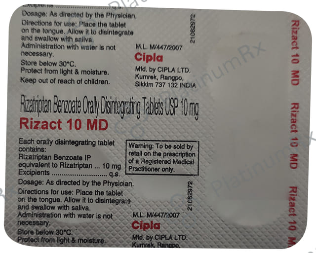 Rizact 10mg MD Tablet 4s