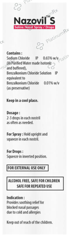 Nazovil S Saline Nasal Spray/Drops 10ml