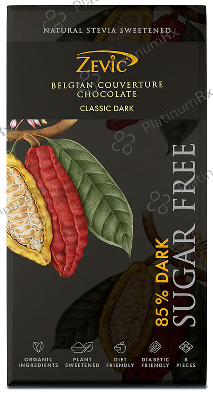 Zevic 85% Dark Sugar Free Belgian Couverture Chocolate Classic Dark 96 gm