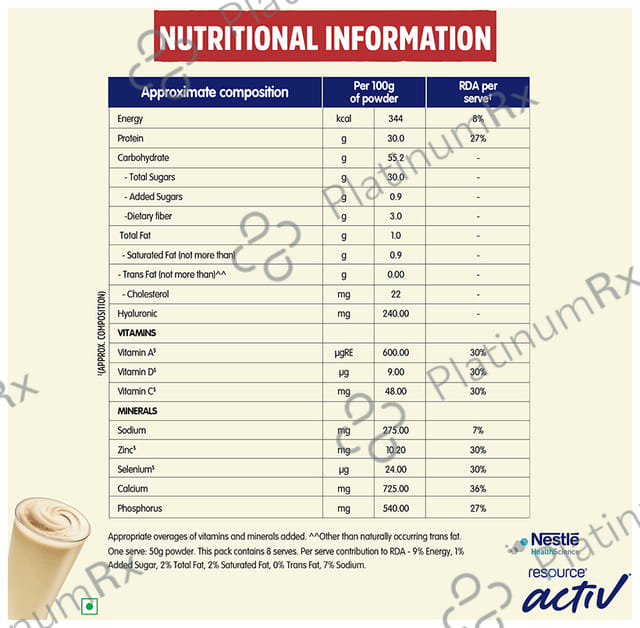 Nestle Resource Activ High Protein Shake Powder 400gm