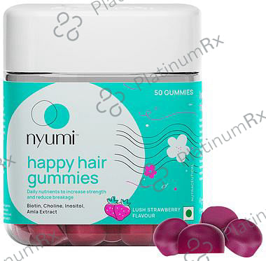 Nyumi Happy Hair Gummies with Biotin, Choline, Inositol & Amla - Flavour Lush Strawberry