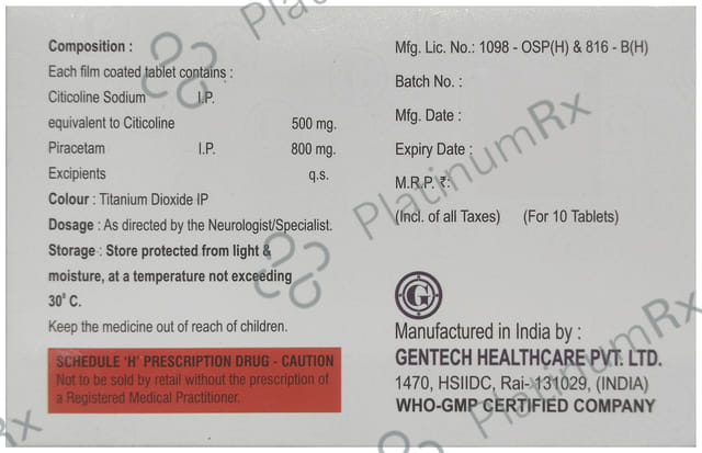 Gencephal CT 500/800mg Tablet 10s