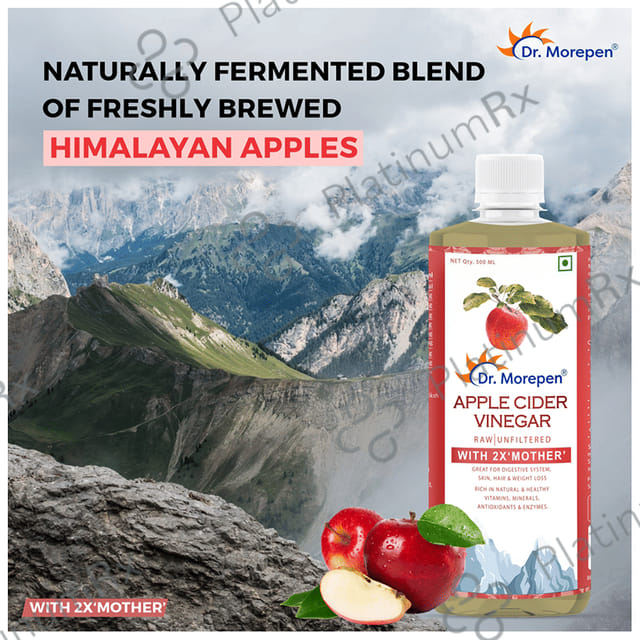 Dr. Morepen Apple Cider Vinegar ACV with 2X 'Mother' - For Weight Management & Digestion