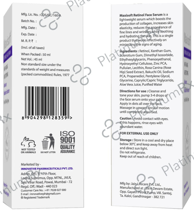 Maxisoft Retinol Face Serum (50ml Each) 1 Bottle