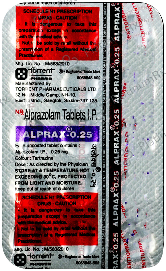Alprax 0.25mg Tablet 15s