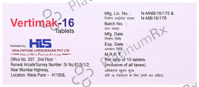 Vertimak 16mg Tablet 10s