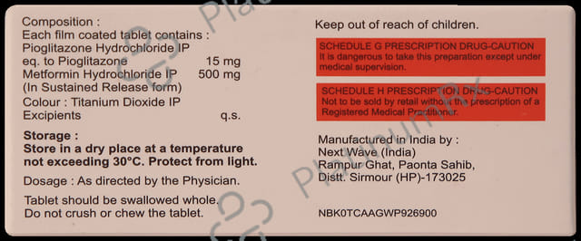 Piohope M 500/15mg Tablet SR 10s